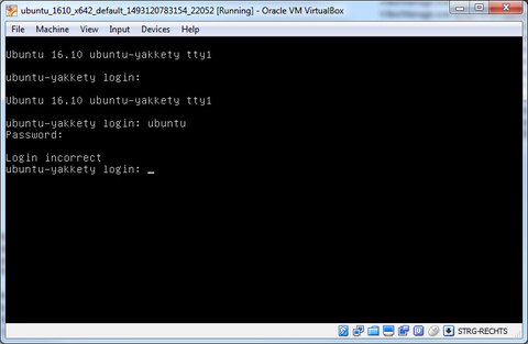 failed login in vagrant box