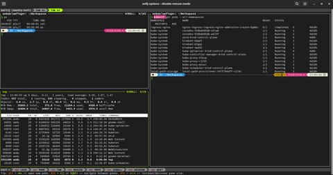 zellij with multiple tabs and panes