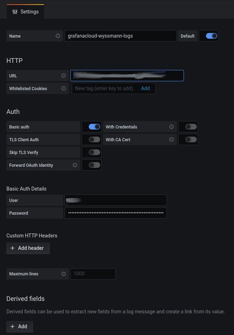 Grafana Cloud Loki settings
