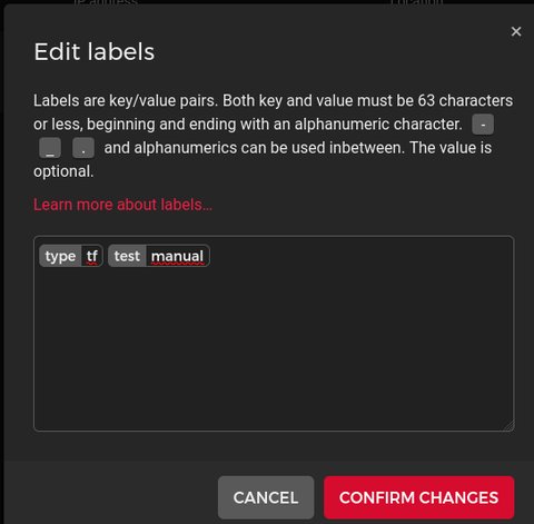 server manually added tags